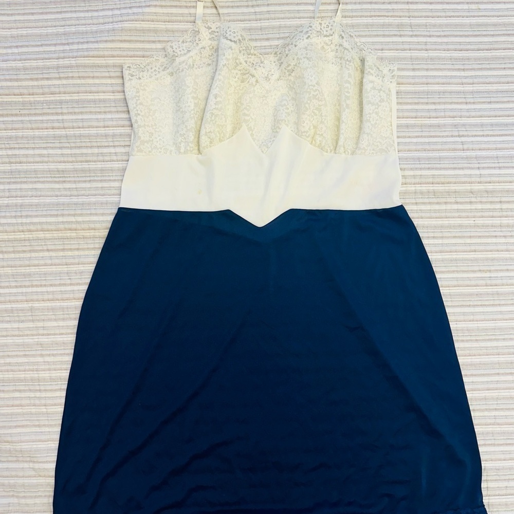 Elegant Lace and Cream and Blue Slip Lingerie